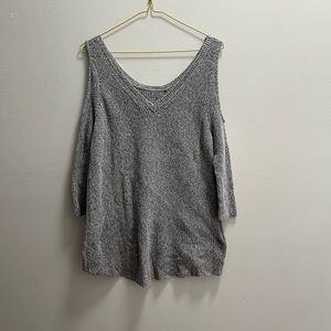 Express Grey Sweater with Eyelet Sleeves